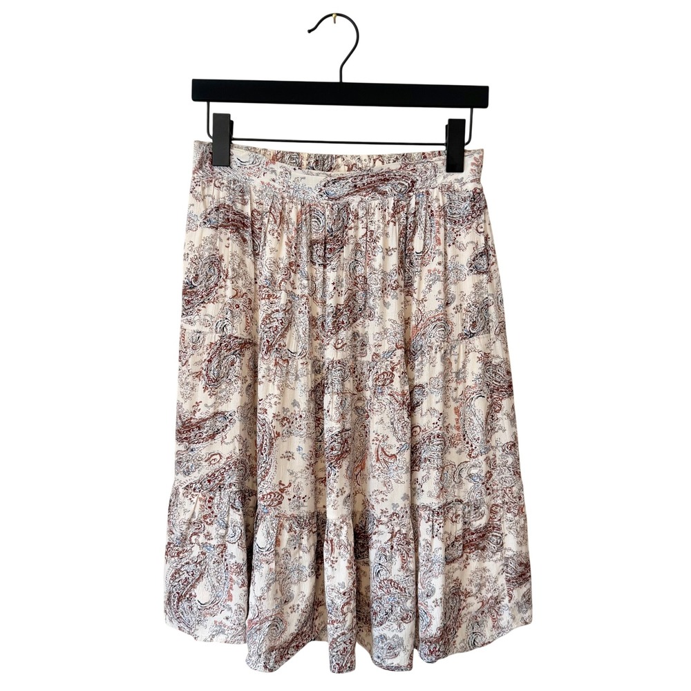 Sundance Paisley Tiered Midi Skirt XS Boho